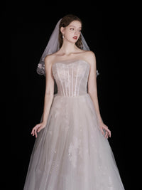 White Wedding Bridal Dress Light Yarn Dinner Tube Top Dress