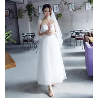 Minimal Strap Mori Bride Short Wedding Dress