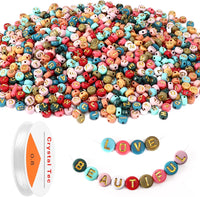 Colored Letter Beads,  1900Pcs 4x7mm Colorful Gold Acrylic Alphabet Beads With 1 Roll Elastic String For Bracelet Necklace Jewelry Making Supplies-Ban On Selling On Amazon