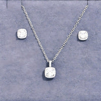 Female Minimalist Niche Square Diamond Necklace Earring Set