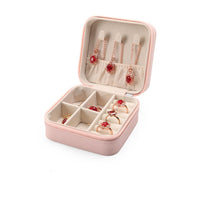 Small Square Ring, Earring, And Necklace Organizer Box - Pink