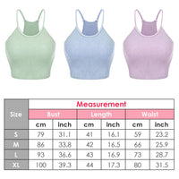 3 Pack Women Crop Basic Tank Top Ribbed Knit Sleeveless Round Neck 9 Color Machine Wash Summer Crop S To XL