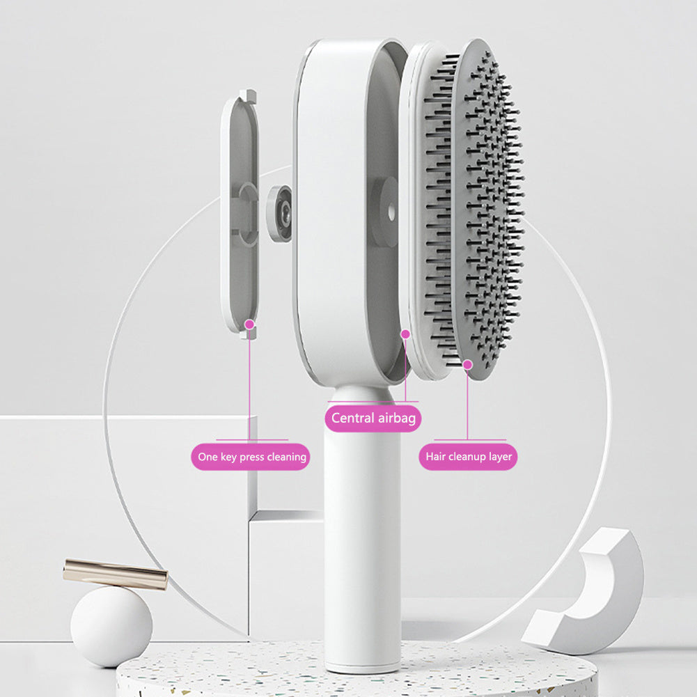 Self-cleaning Hair Brush For Women One-key Cleaning Hair Loss Airbag Massage Scalp Comb Anti-Static Hairbrush