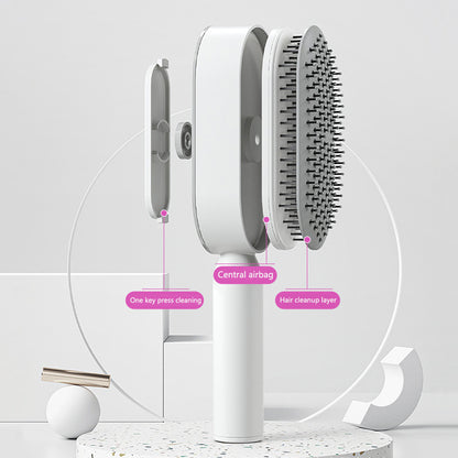 Self-cleaning Hair Brush For Women One-key Cleaning Hair Loss Airbag Massage Scalp Comb Anti-Static Hairbrush