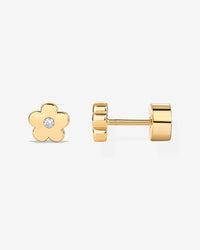 Design Feeling Electroplating 18K Gold Flower Zircon Ear Studs