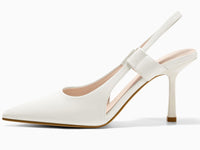 Coutgo Womens Slingback Heels Closed Pointed Toe Slip-on Kitten Heels Sandals Party Prom Shoes