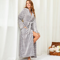 RONGTAI Ladies Long Fleece Bathrobe