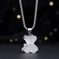 Cute Little Bear Pendant White K-color Alloy Titanium Steel Lock Chain