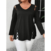 Women's Plus Size Long Sleeve Tunic Tops Criss Cross V-Neck Blouse Casual Fall Shirts For Women 1X-5X