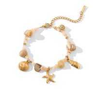 Stainless Steel Conch & Starfish Shell Bracelet for Women