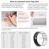 Health Smart Ring, Fitness Tracker, With Heart Rate, Blood Oxygen, Heart Rate Variability, Sleep Monitoring, Step Count, IP68 Compatible With IPhone And Android, No Subscription Fee Required