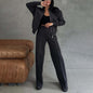 Women's 2 Piece Sweatsuit Set, 
 Zip Up Long Sleeve Sweatshirt Jacket And Wide Leg Sweatpants