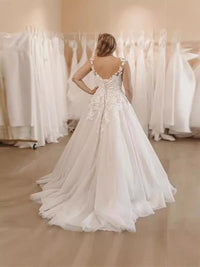 Large Size Bridal White Mesh Wedding Dress Embroidered Wedding Toast Dress