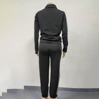 Women's Print & Plaid Zip-Front Top With Tie-Waist Pants Set, 2-Piece Casual Loungewear For Spring And Fall