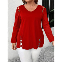 Women's Plus Size Long Sleeve Tunic Tops Criss Cross V-Neck Blouse Casual Fall Shirts For Women 1X-5X