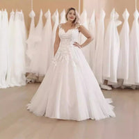 Large Size Bridal White Mesh Wedding Dress Embroidered Wedding Toast Dress