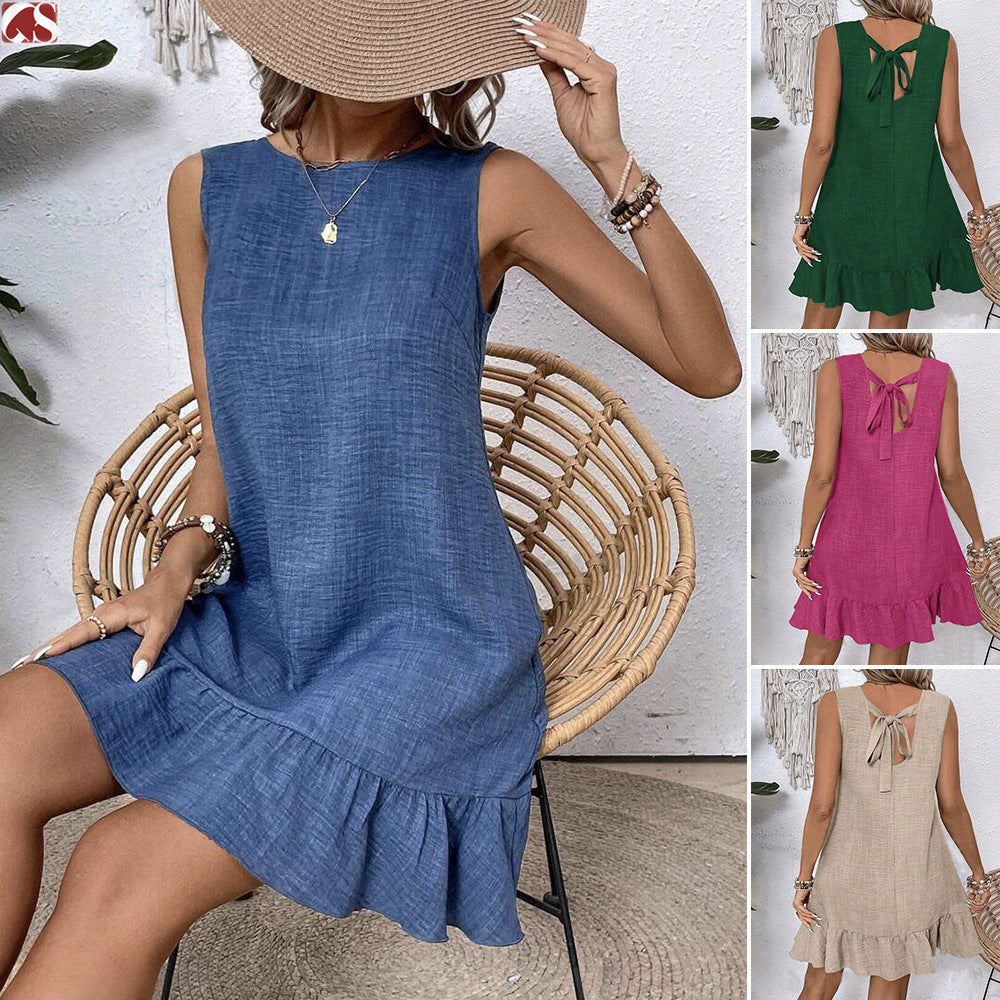 Summer Ruffle Dress Fashion Loose Sleeveless Straight Beach Dresses For Women