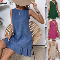 Summer Ruffle Dress Fashion Loose Sleeveless Straight Beach Dresses For Women