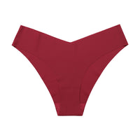 Seamless Ice Silk Underwear For Women With V-shaped Waistband. One-piece Pure Cotton Crotch Breathable Women's Briefs.