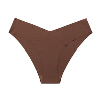 Seamless Ice Silk Underwear For Women With V-shaped Waistband. One-piece Pure Cotton Crotch Breathable Women's Briefs.