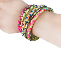 4Pcs Colorful Woven Burnished Gold Bracelets Set