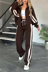 Y2K Striped Zip-Up Jacket – Women’s Casual Sporty Tracksuit Top