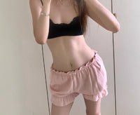 Comfortable Wooden Ear Crimp Suspenders Pajamas Shorts Two-piece Set