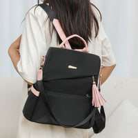 Oxford Cloth Stitching Women'S Backpack Anti-Theft Back Zipper Girls Schoolbag Casual Travel Double Shoulder Backpack