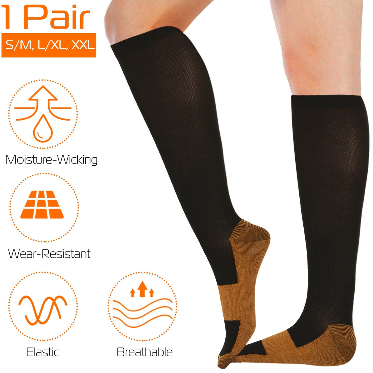 Unisex Copper Compression Socks – Graduated Support for Running & Recovery