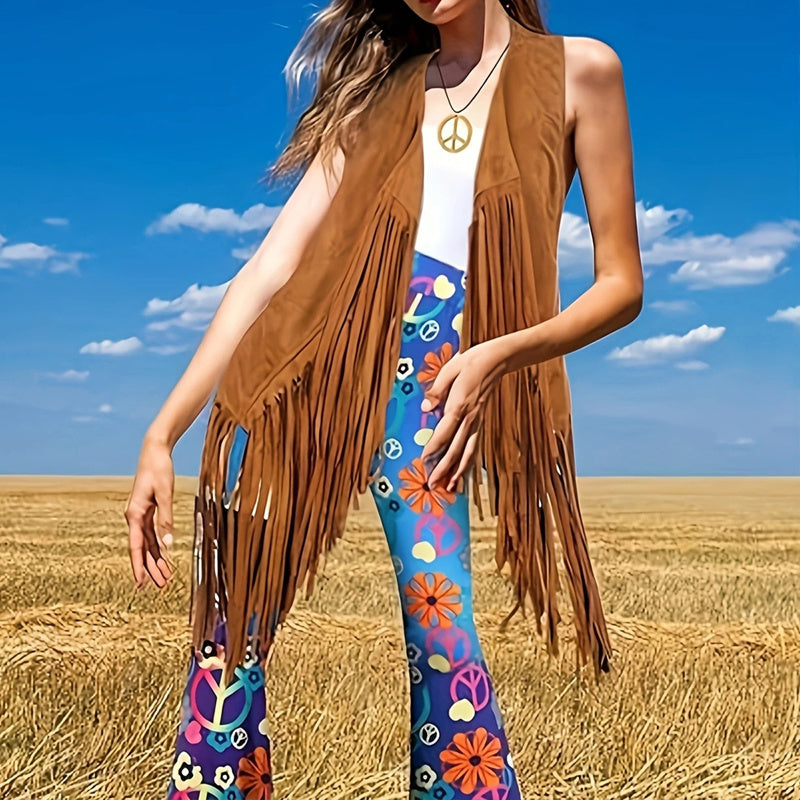 Women's Solid Color Sleeveless Fringe Vest - Lightweight Summer Bohemian Wear