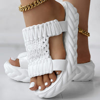 Platform Sandals Summer Braided Knit Hollow Open Toe Slipper Sandals - Anklet Not Included