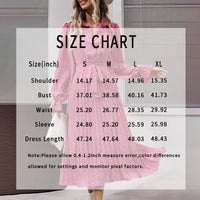 Women's Long Sleeve V Neck Button Down Belted A-Line Flowy Midi Shirt Dress