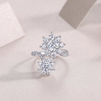 Petal Morning Dew - A Fashionable Diamond Jewelry Piece Set With 1-carat Moissanite S925 Sterling Silver And Platinum Diamond Ring