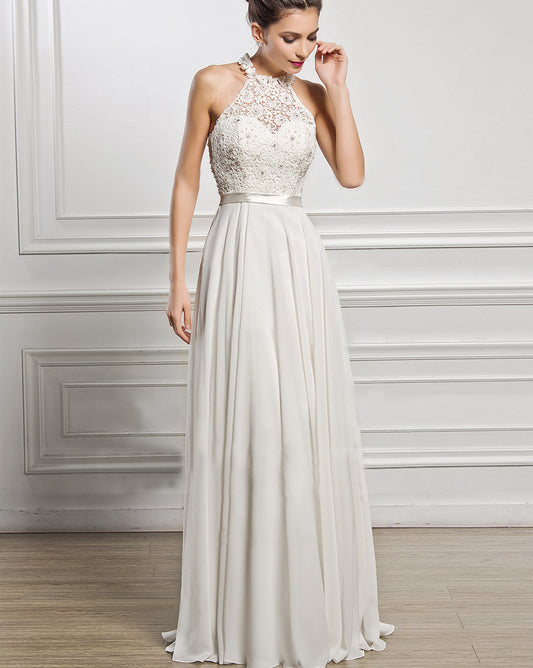 Sleeveless Halterneck Wedding Temperament Bridesmaid Dress