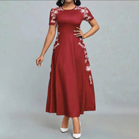 Women's Elegant Short Sleeve Maxi Dresses Casual Empire Waist Long Dress