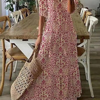 Women's Printed Medium Sleeve Long Dress
