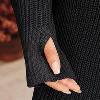 Women's Turtleneck Sweater Dress, Fall Long Sleeve Knit Pullover Mini Dress, Casual Short Sweater Dresses