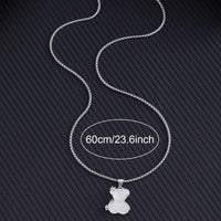 Cute Little Bear Pendant White K-color Alloy Titanium Steel Lock Chain