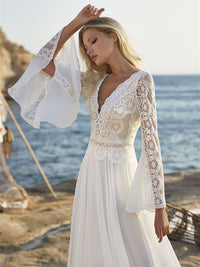 Women's Wedding Dress V-neck Beach Dress Country Style