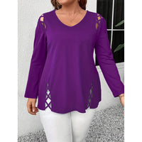 Women's Plus Size Long Sleeve Tunic Tops Criss Cross V-Neck Blouse Casual Fall Shirts For Women 1X-5X