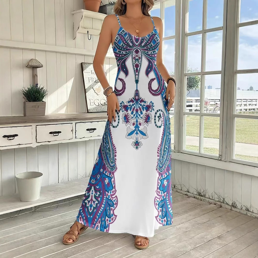 Dress V-neck Sleeveless Jumpsuit Print