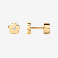 Design Feeling Electroplating 18K Gold Flower Zircon Ear Studs