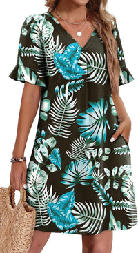Women's V-neck Vacation Elegant Ruffled Dress With Pockets