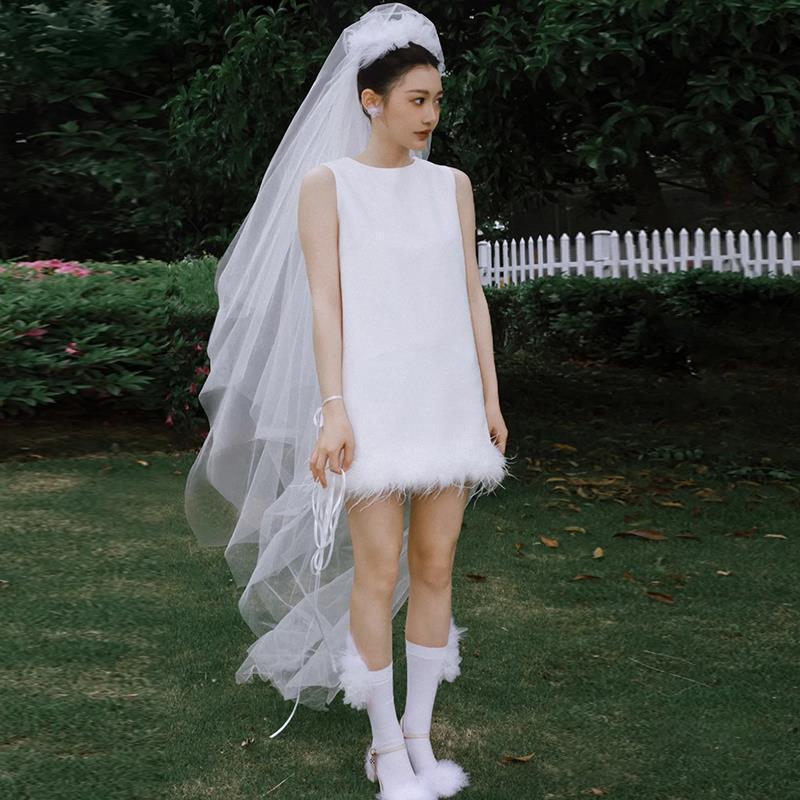 Satin White Simple Light Wedding Dress