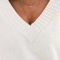 Womens Sweaters Casual Drop Shoulder Long Sleeve V Neck Pullover Tops Trendy Fall Fashion Clothes