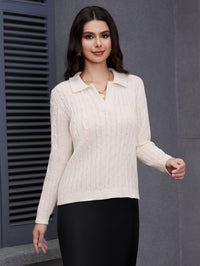 Solid Color Long-Sleeve Shirt – Classic Cotton Blend Button Top