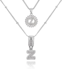 26 English Letters Copper-plated Gold Diamond Pendant Necklace