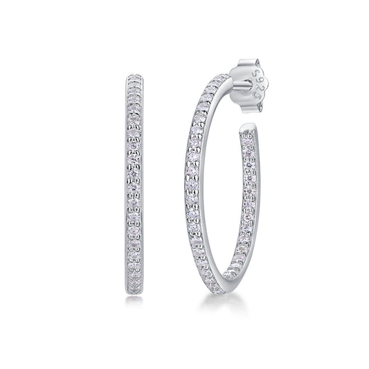 Ribbon - Square Moissanite S925 Sterling Silver Earrings With Platinum-plated Stud Earrings, A Fashionable And Luxurious Diamond Jewelry Accessory