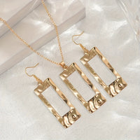 Lxalry Gold-Toned Hammered Geometric Jewelry Set – Eco-Friendly Alloy Necklace & Earrings