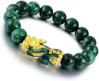 Feng Shui Green Stone Bead Bracelet – Wealth Pi Xiu Design for Men & Women